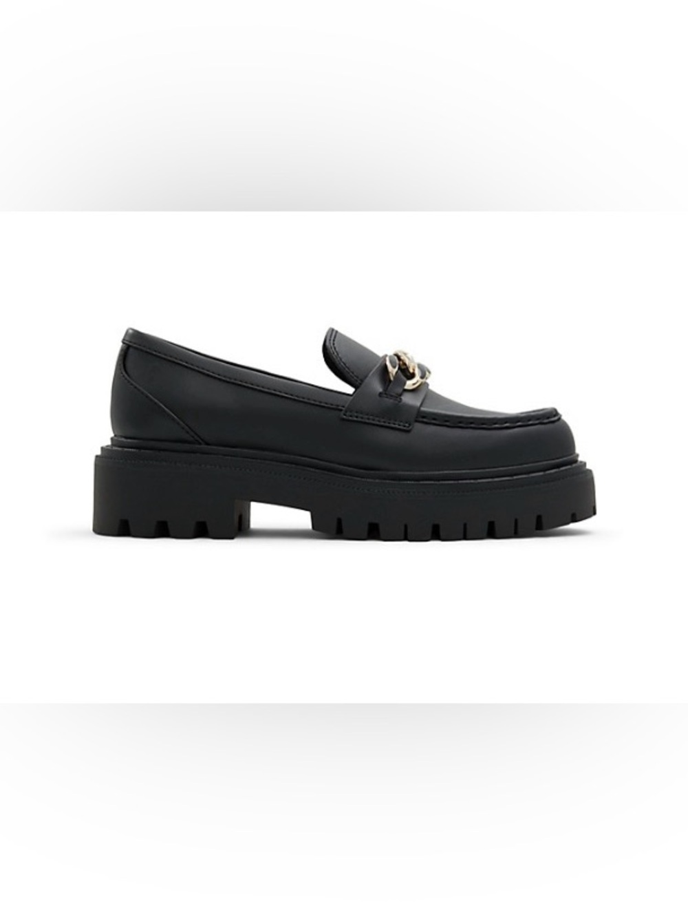 ALDO Women's Brixtonn Loafer Black Moto Lug Sole 8.5